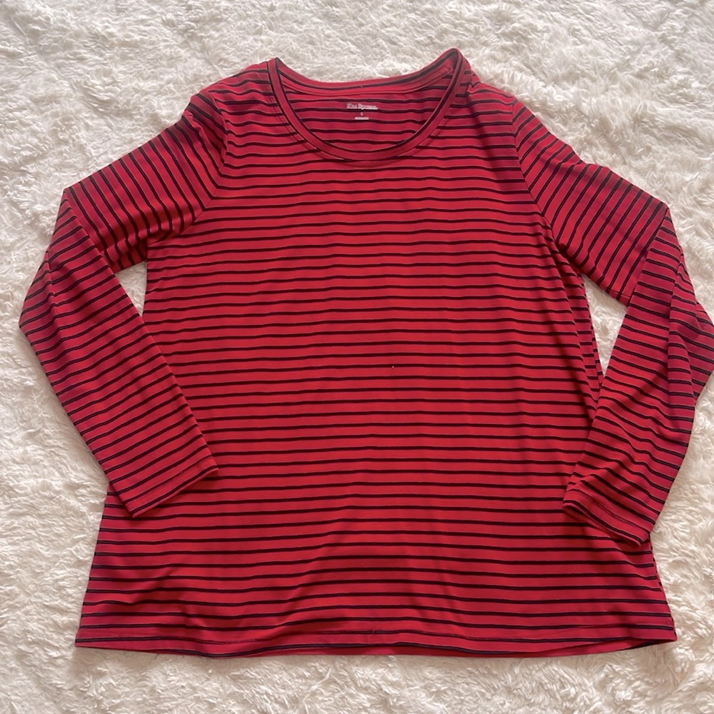 Long sleeves red black stripe top worn once